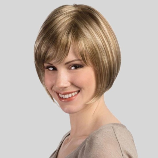 Wholesale Bobo Short Straight Wigs with Slanted Bangs for Fashionable Women