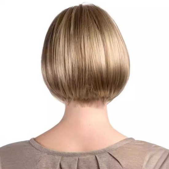 Wholesale Bobo Short Straight Wigs with Slanted Bangs for Fashionable Women