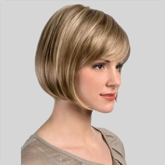 Wholesale Bobo Short Straight Wigs with Slanted Bangs for Fashionable Women