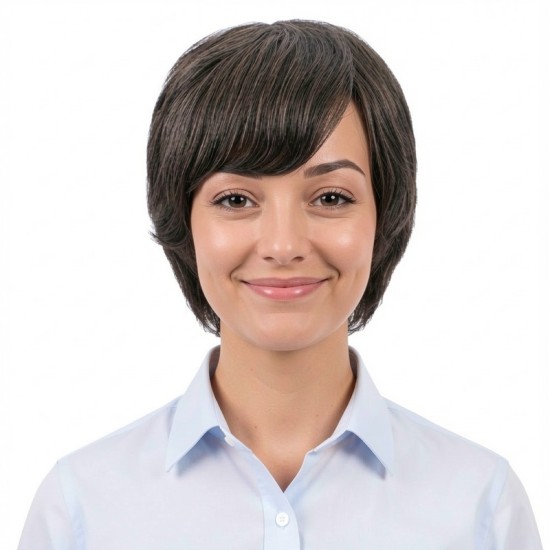 Dark gray short bob full head wig, made of 100% human hair