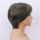 Deep Gray & Light Gray Machine-Woven Human Hair Laceless Short Curly Full Wig