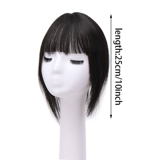 Women's Hairpiece Top with Bangs for Fringe Coverage and Hairline Concealment – Lightweight Styling Patch