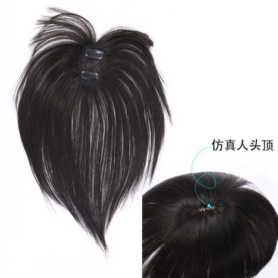 Women's Hairpiece Top with Bangs for Fringe Coverage and Hairline Concealment – Lightweight Styling Patch