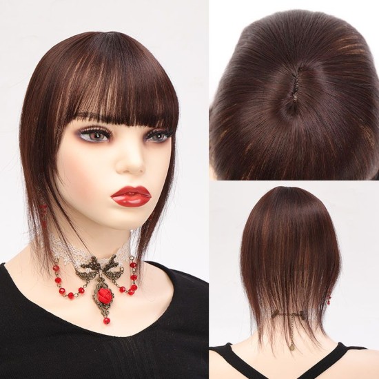 Women's Hairpiece Top with Bangs for Fringe Coverage and Hairline Concealment – Lightweight Styling Patch