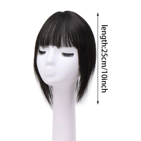 Women's Hairpiece Top with Bangs for Fringe Coverage and Hairline Concealment – Lightweight Styling Patch