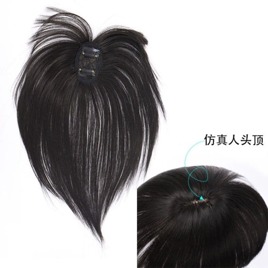 Women's Hairpiece Top with Bangs for Fringe Coverage and Hairline Concealment – Lightweight Styling Patch