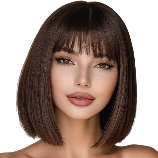 New Bob Wig with Air Bangs: Stylish Straight Short Full Headpiece