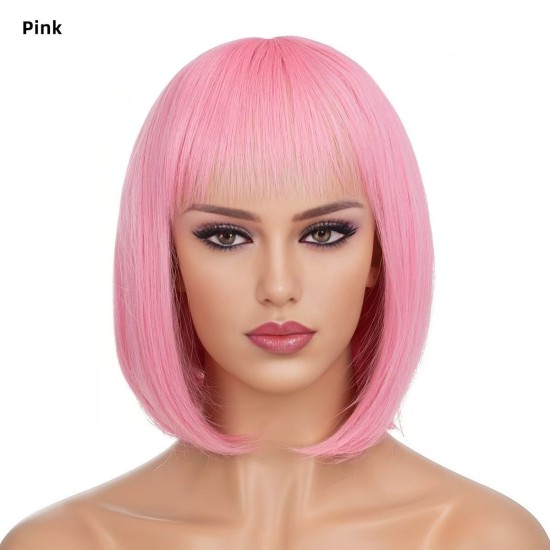 New Bob Wig with Air Bangs: Stylish Straight Short Full Headpiece