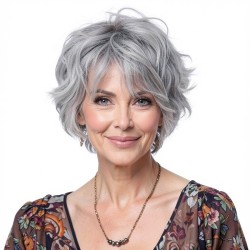 Minimalist Style | Dark Grey Fluffy Short Curly Hair | Women's Wig