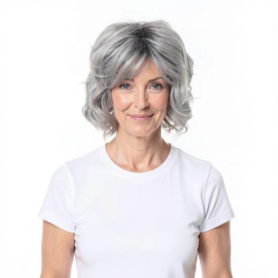 Minimalist Style | Dark Grey Fluffy Short Curly Hair | Women's Wig
