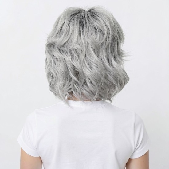 Minimalist Style | Dark Grey Fluffy Short Curly Hair | Women's Wig