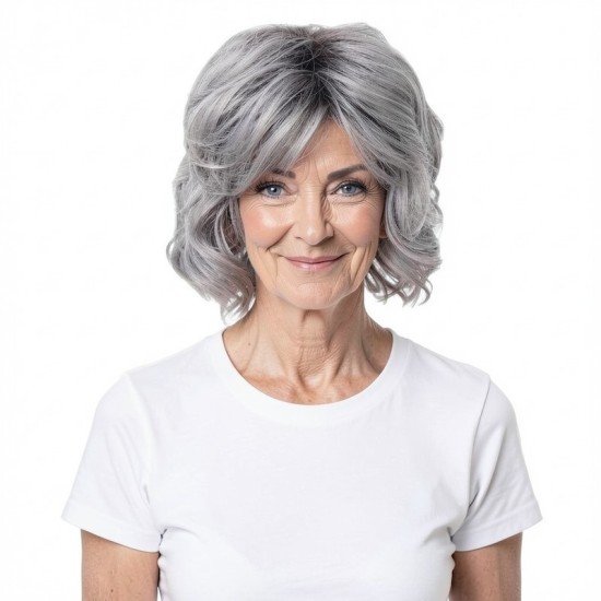 Minimalist Style | Dark Grey Fluffy Short Curly Hair | Women's Wig