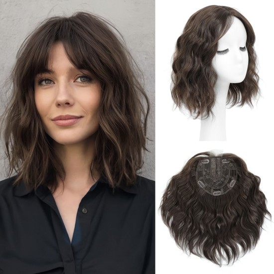 Water Wave Front Lace Wig for Short Curly Synthetic Hair with Weave Extensions - Synthetic Short Wigs