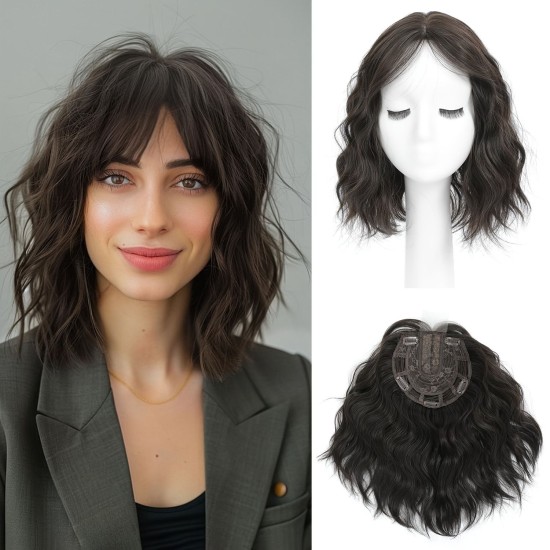 Water Wave Front Lace Wig for Short Curly Synthetic Hair with Weave Extensions - Synthetic Short Wigs