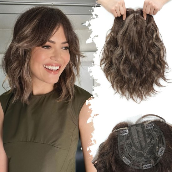 Water Wave Front Lace Wig for Short Curly Synthetic Hair with Weave Extensions - Synthetic Short Wigs
