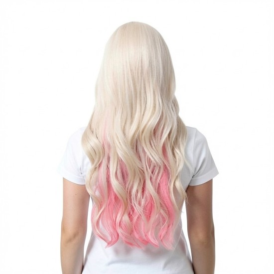 Pink Highlight Curly Wig | Long Hair Synthetic Wig | High-Quality Wig Cap