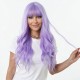 Purple Air Bangs Long Hair | Large Wave Curly Hair | Women's Fashion Real-Feel Full Head Wig