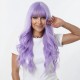 Purple Air Bangs Long Hair | Large Wave Curly Hair | Women's Fashion Real-Feel Full Head Wig