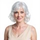 Short Curly Wig for Women and Seniors | Silver Gray Voluminous Bob Wig | Full Wig