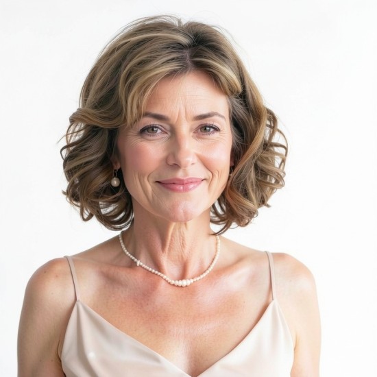 Short Curly Wig for Women and Seniors | Silver Gray Voluminous Bob Wig | Full Wig