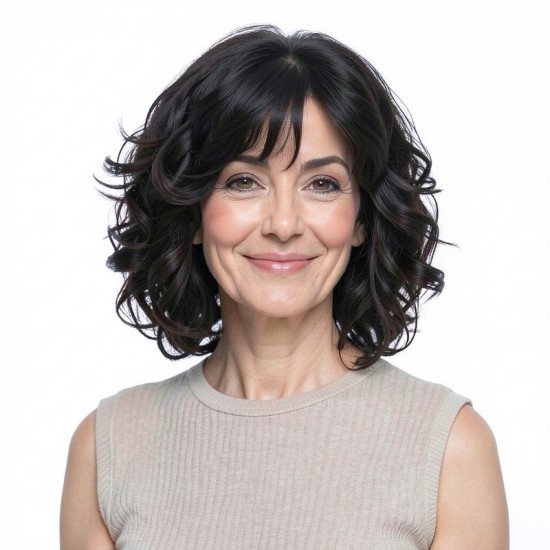 Short Curly Wig for Women and Seniors | Silver Gray Voluminous Bob Wig | Full Wig