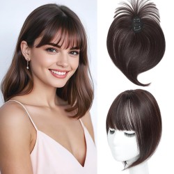3D Realistic Hair Extensions: Natural Invisible Topper with French Airline Technology, Conceals Gray Hair with Realistic Look