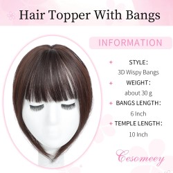 3D Realistic Hair Extensions: Natural Invisible Topper with French Airline Technology, Conceals Gray Hair with Realistic Look