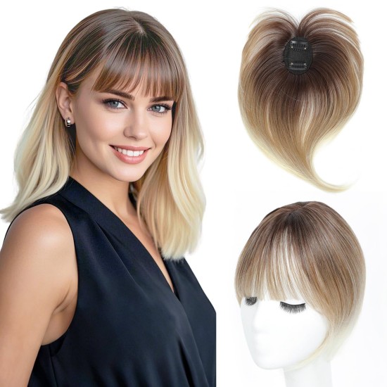 3D Realistic Hair Extensions: Natural Invisible Topper with French Airline Technology, Conceals Gray Hair with Realistic Look
