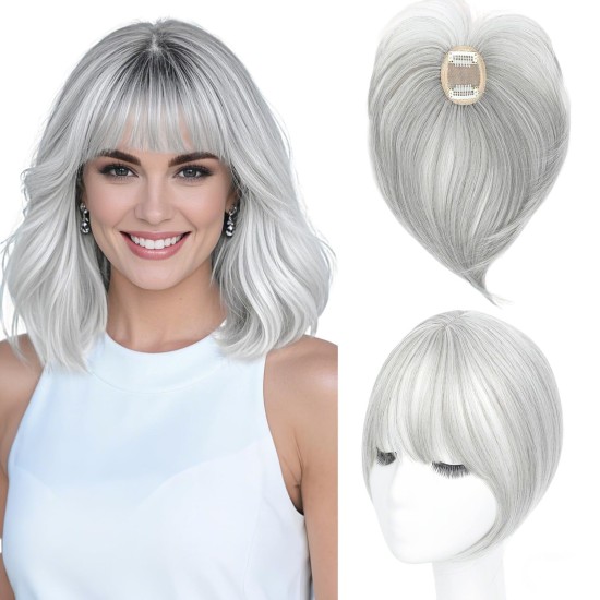 3D Realistic Hair Extensions: Natural Invisible Topper with French Airline Technology, Conceals Gray Hair with Realistic Look