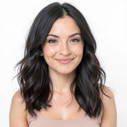 Dark Brown Medium Length Wavy Wig | Natural Voluminous Fit | Women's Full Cap for Daily Commute