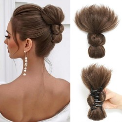 Chinese Low Bun Hairpiece with Chicken Feather Hairpin, Traditional Flower Bud Hair Wrap