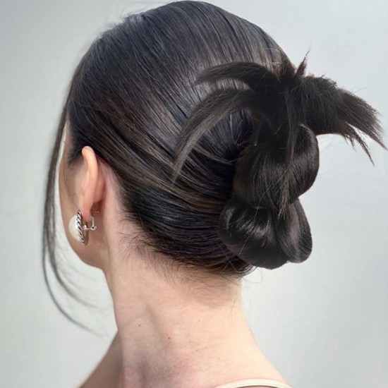 Chinese Low Bun Hairpiece with Chicken Feather Hairpin, Traditional Flower Bud Hair Wrap