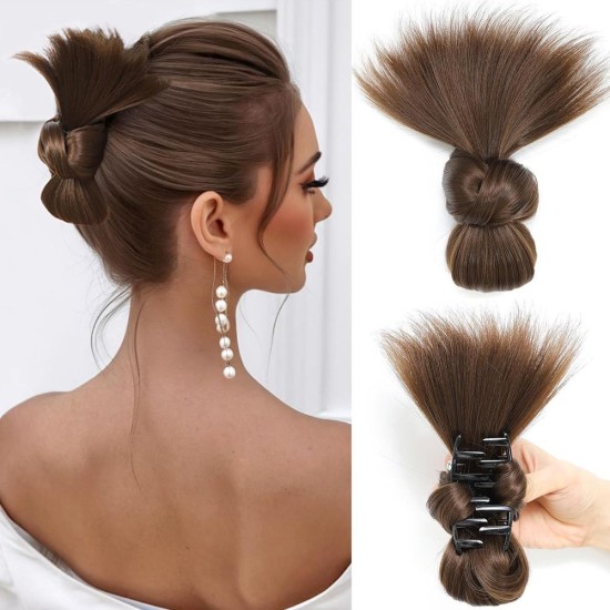 Chinese Low Bun Hairpiece with Chicken Feather Hairpin, Traditional Flower Bud Hair Wrap