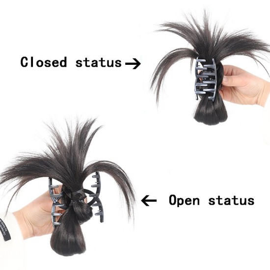 Chinese Low Bun Hairpiece with Chicken Feather Hairpin, Traditional Flower Bud Hair Wrap