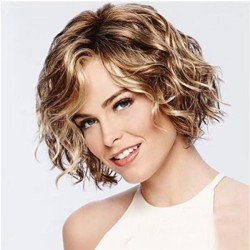 Wavy Short Bob Wig for Women, Rose Color Mesh Front, High-Temperature Fiber