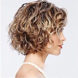 Wavy Short Bob Wig for Women, Rose Color Mesh Front, High-Temperature Fiber