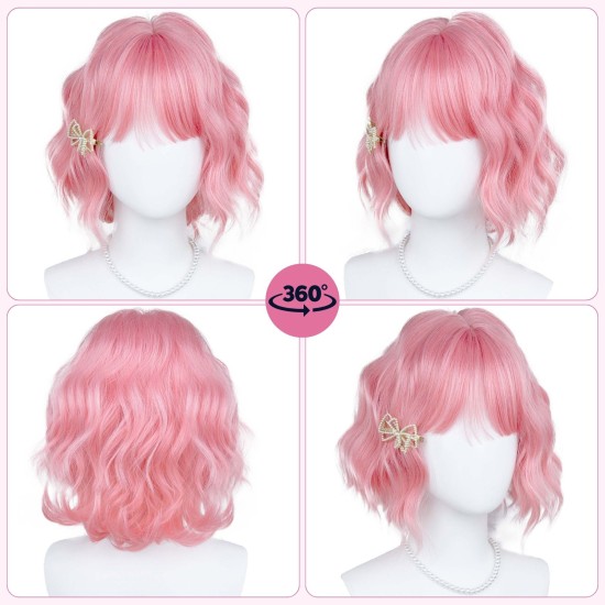 Creamy Pomelo Hair Powder | Short Curly Hair | Minimalist Elegant Human Hair Wig | Youthful Style