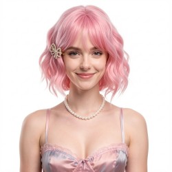 Creamy Pomelo Hair Powder | Short Curly Hair | Minimalist Elegant Human Hair Wig | Youthful Style