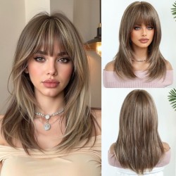 Lightweight Breathable Natural Rose Synthetic Shoulder-Length Wig