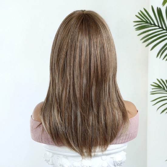 Lightweight Breathable Natural Rose Synthetic Shoulder-Length Wig
