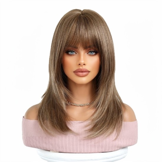 Light Brown Shoulder-Length Wig | Minimalist Stylish Short Hair Style | Rose Net Construction