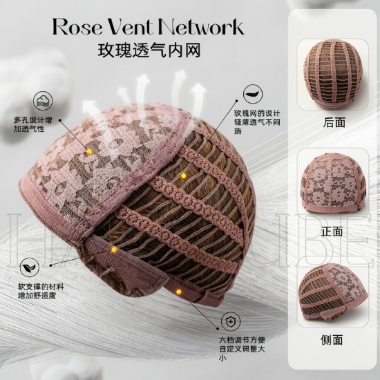 Casual Light Brown Full Wig Rose Lace Front Human Hair Synthetic Shoulder Length Cap for Women - Elegant Style