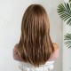 Casual Light Brown Full Wig Rose Lace Front Human Hair Synthetic Shoulder Length Cap for Women - Elegant Style