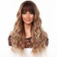 Gradient Brown Long Curly Hair | High-Quality Wavy Style | Women's Full Wig