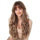 Gradient Brown Long Curly Hair | High-Quality Wavy Style | Women's Full Wig