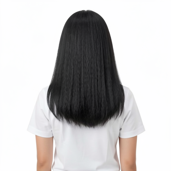 Simple Black Long Straight Wig with Middle Part | Realistic Texture | Versatile Styling