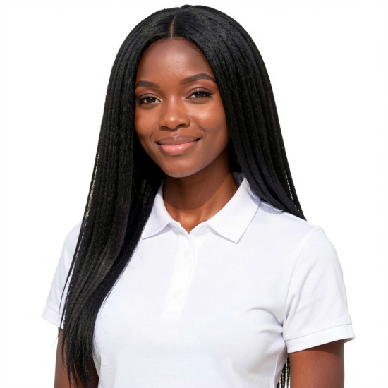 Simple Black Long Straight Wig with Middle Part | Realistic Texture | Versatile Styling