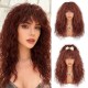 Natural High-Temperature Synthetic Wool Curl Wig with Breathable Net Cap and Bangs, Fully Hand-Knitted for Daily Wear