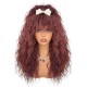 Natural High-Temperature Synthetic Wool Curl Wig with Breathable Net Cap and Bangs, Fully Hand-Knitted for Daily Wear