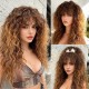 Natural High-Temperature Synthetic Wool Curl Wig with Breathable Net Cap and Bangs, Fully Hand-Knitted for Daily Wear